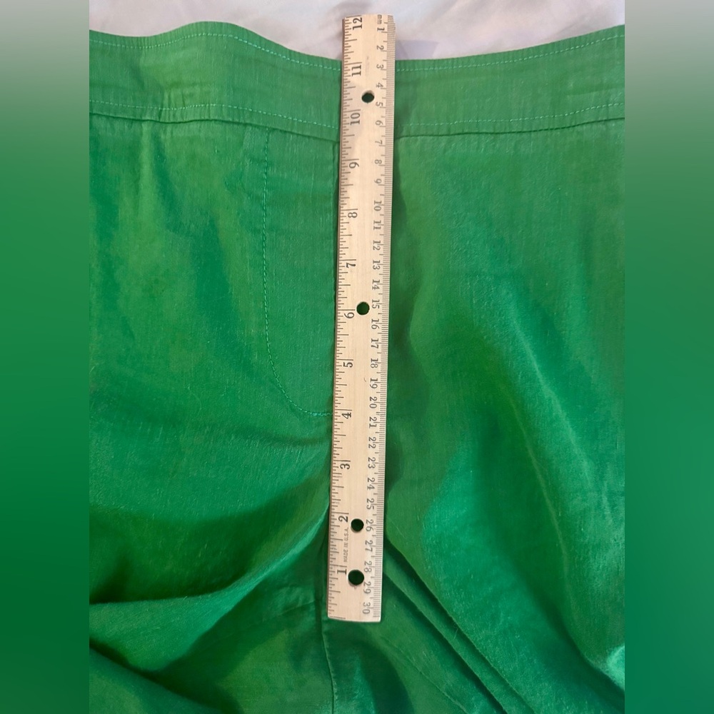 Anthropologie Cartonnier Green Linen Blend Cropped Pull On Pants Size LP - Picture 10 of 11